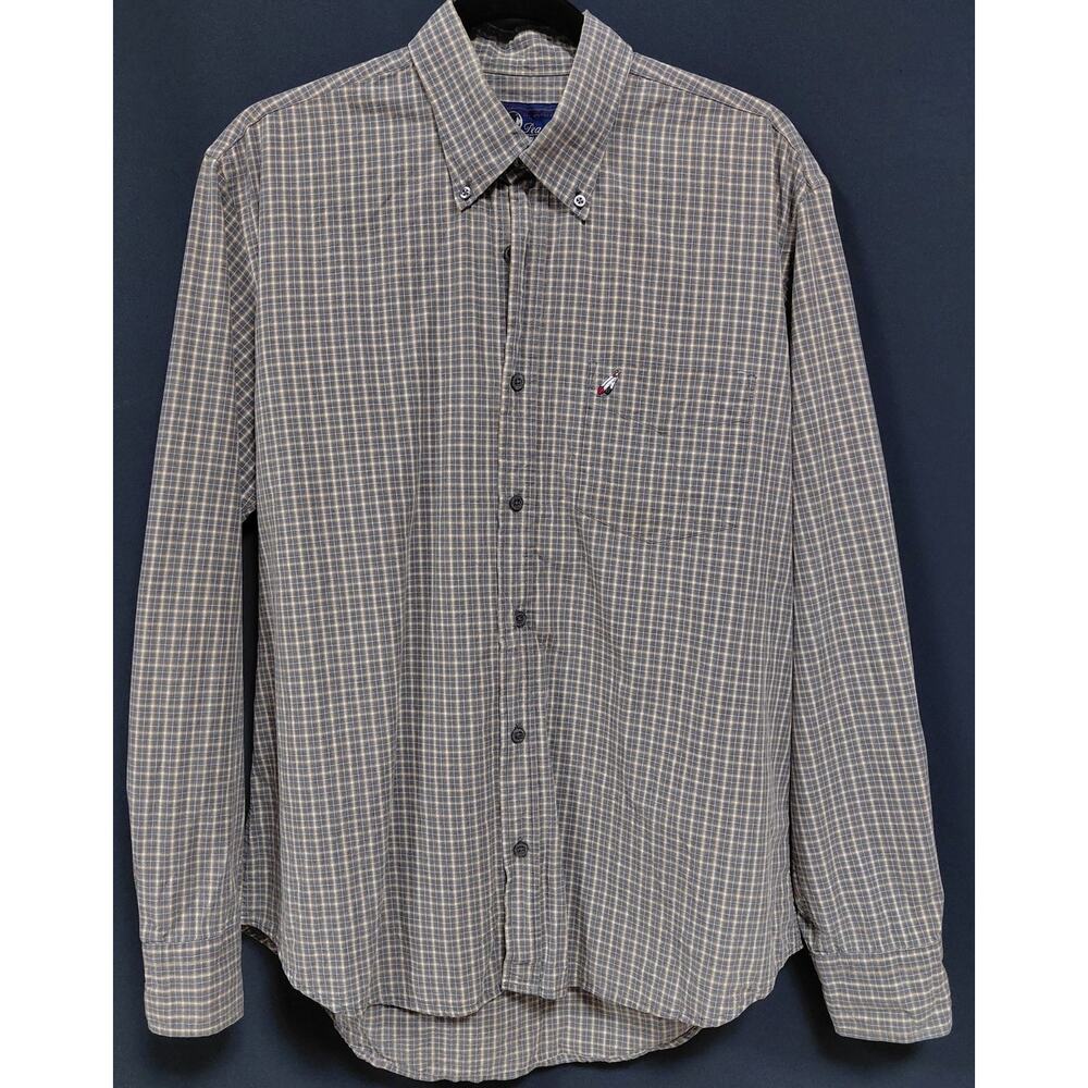 Peak Performance Name Sport Plaid Button-Up Shirt Gray Size L